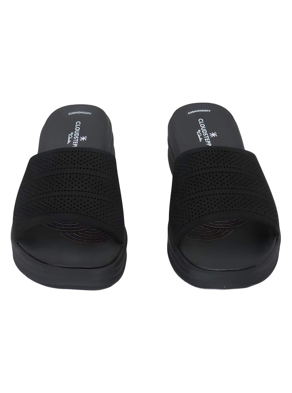 Clarks Cloudsteppers Drift Twist Black Wedge Slide Sandals Size 5M - Picture 5 of 6